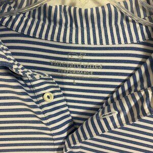 Vineyard Vines Blue/White Striped Golf Polo Size L